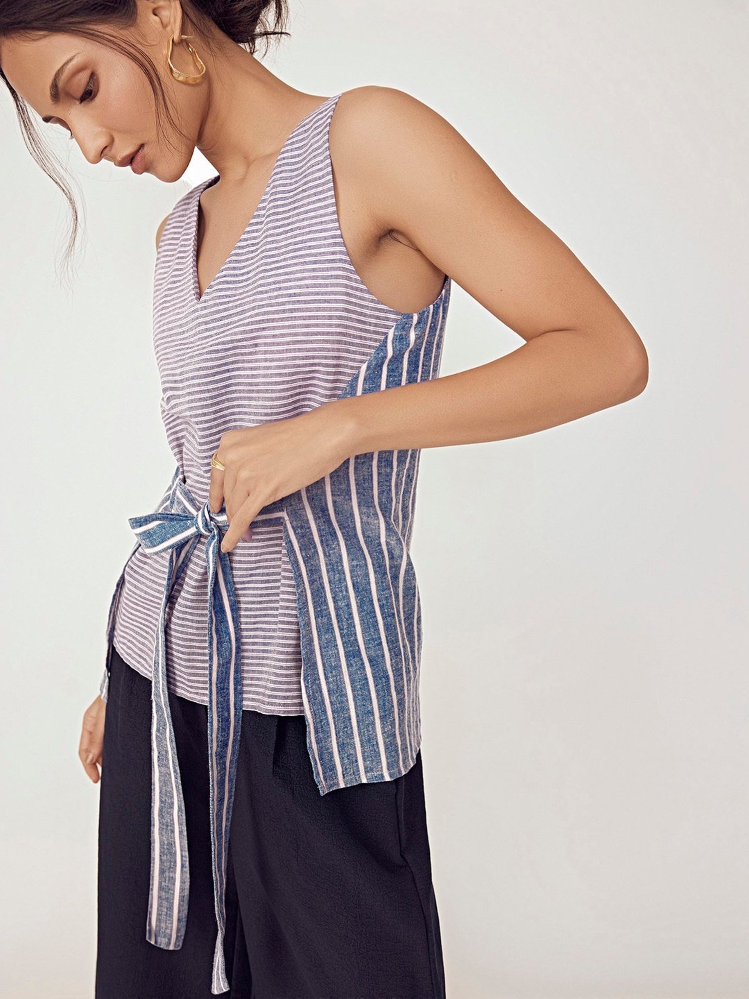 The Label Life Blue Striped Top