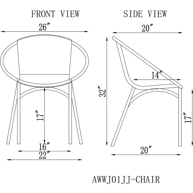 3pc Soleil Outdoor Bistro Set with 2 Papasan Chairs & Table - Black/Yellow - Alaterre Furniture