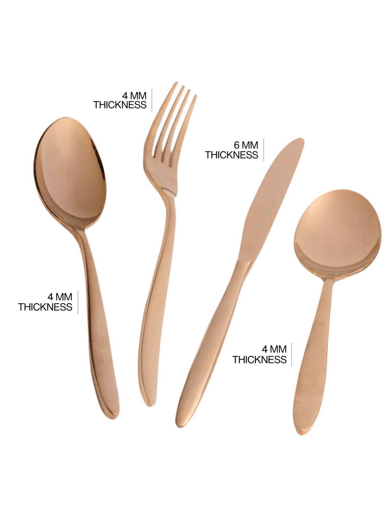 BlackCarrot 22 Pcs Rose Gold Stainless Steel Cutlery Set