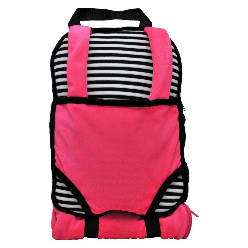 The Queen's Treasures Child Size Pink & Black Backpack with 18" Doll Carrier & Doll Sleeping Bag