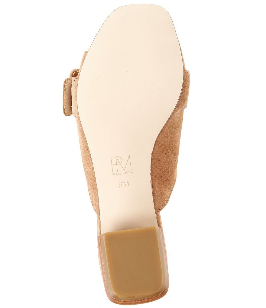 Pelle Moda Tala Suede Buckle Block Heel Mules
