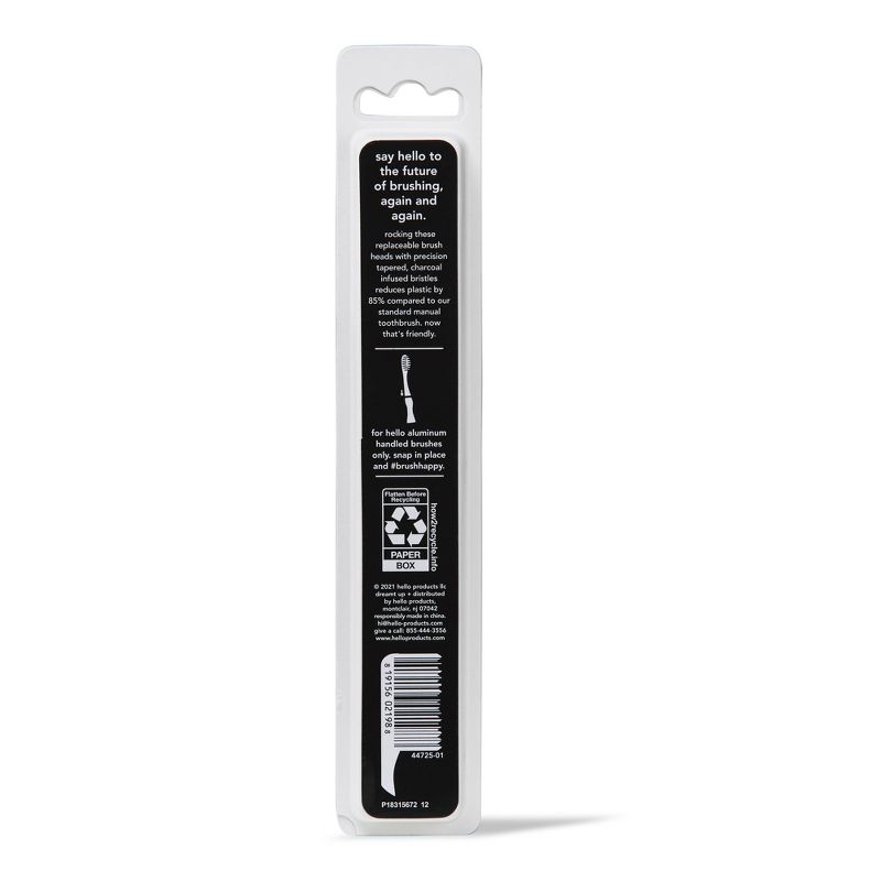 hello Sustainable Toothbrush Head - Black - Trial Size - 2ct