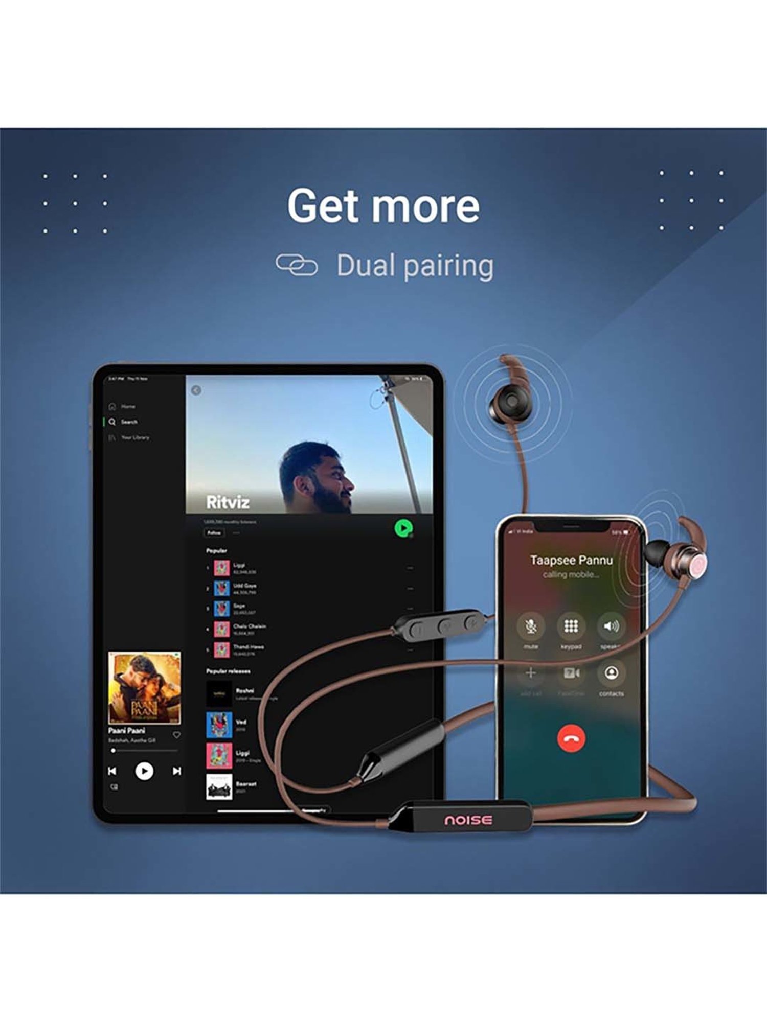 Noise Tune Active Pro Bluetooth V5.2 Bluetooth Headset (Burgundy Red)