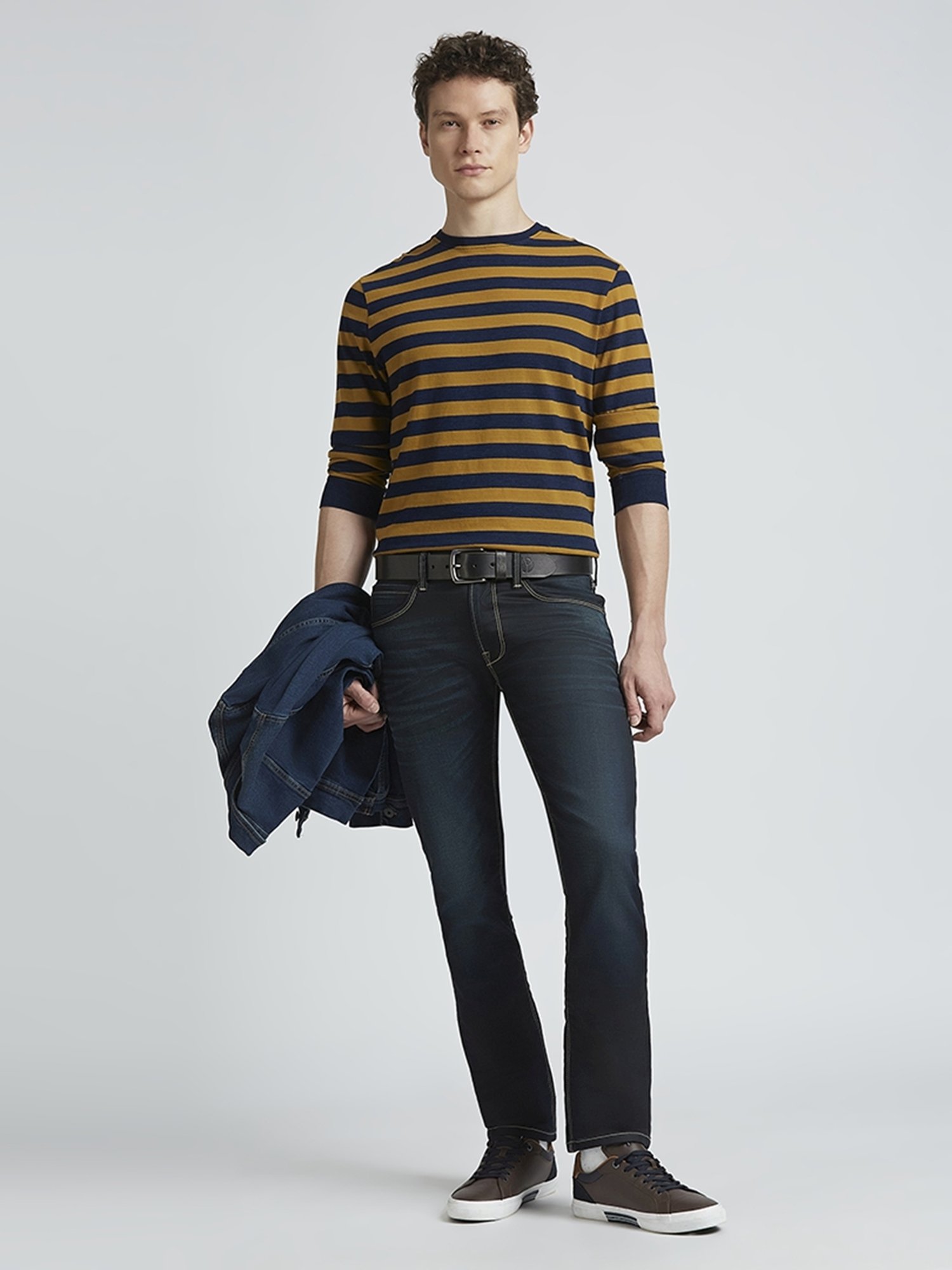 Pepe Jeans Brown Cotton Slim Fit Striped T-Shirt