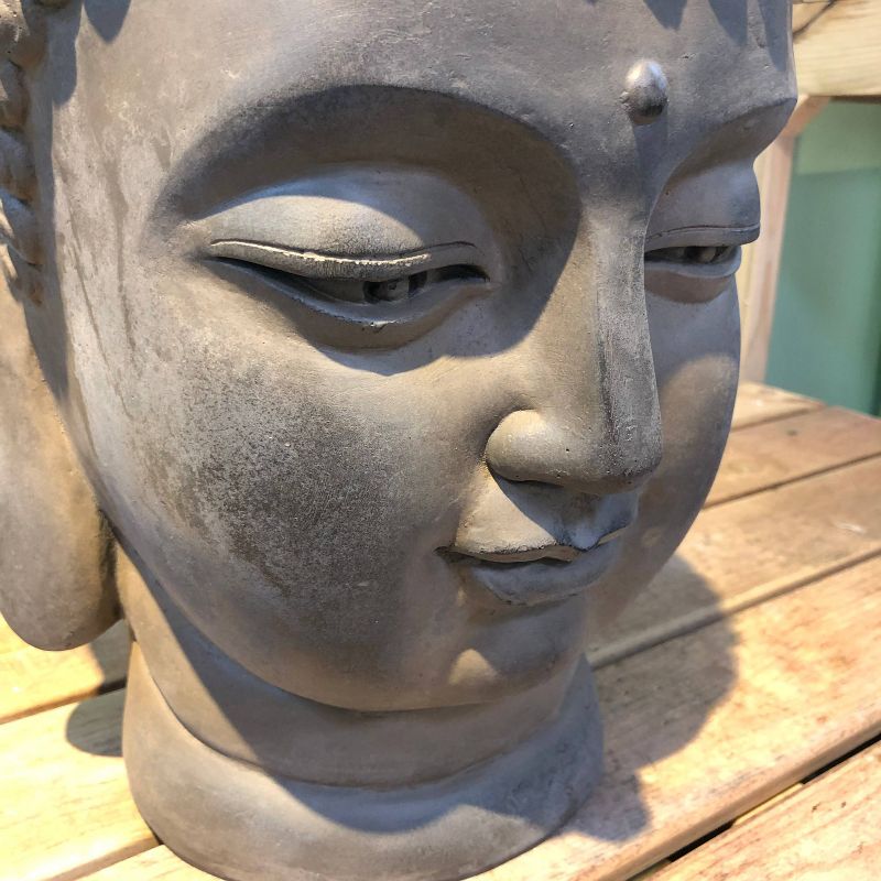 15" Concrete Lightweight Kante Indoor/Outdoor Meditating Zen Buddha Head Statue Gray - Rosemead Home & Garden, Inc.
