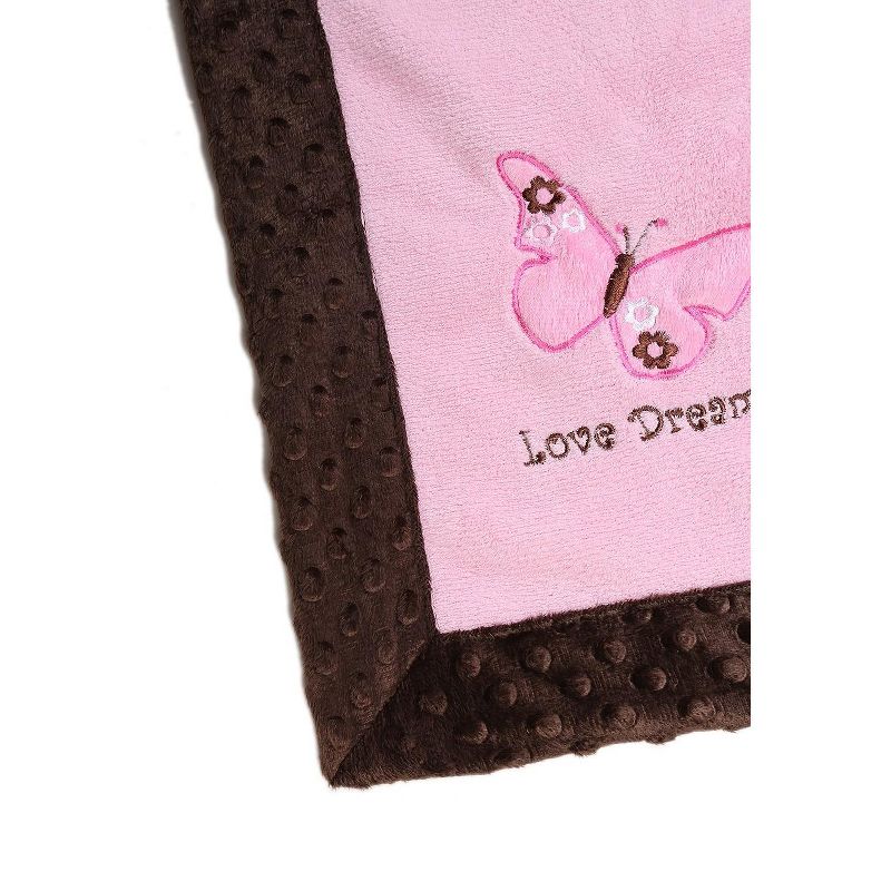Bacati - Butterflies Pink/Chocolate Embroidered Blanket