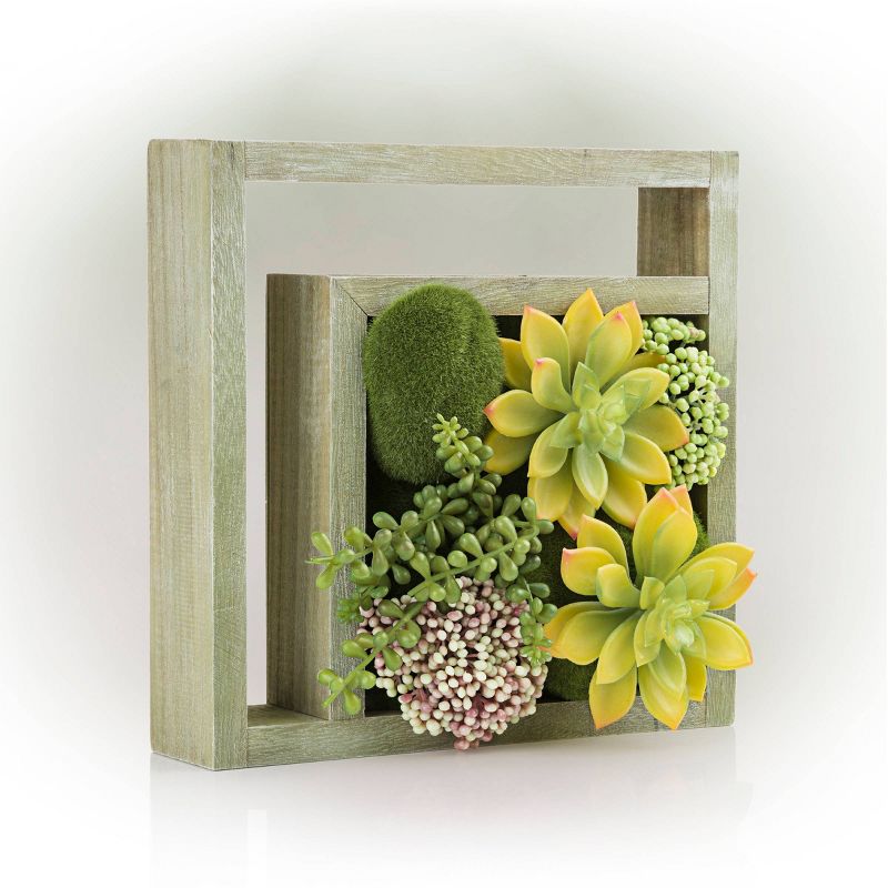 10" Indoor/Outdoor Wood Frame Plant Wall Art Décor - Alpine Corporation