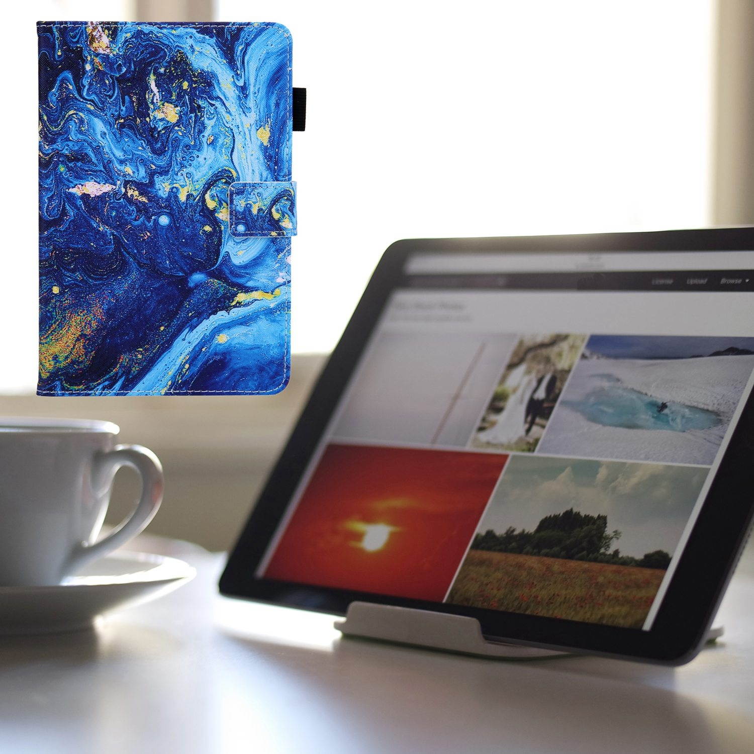 Suitable for Amazon Fire HD 8-2020 Protective Cover Flip Cover with Card Slot Bracket Leather Protective Shell D