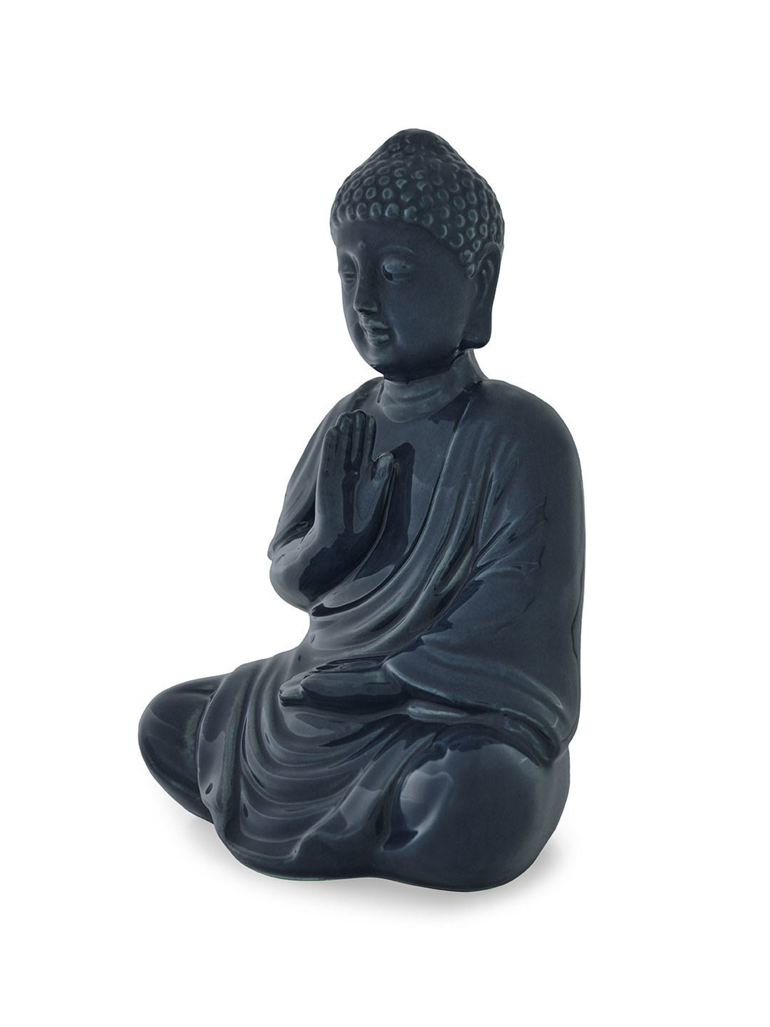 Pure Home and Living Dark Blue Ceramic Sitting Buddha Figurine