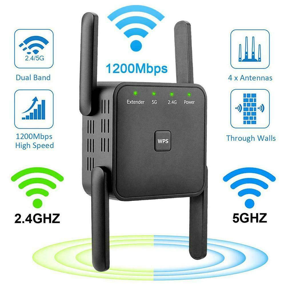 AC1200 Dual Band Wifi Repeater Wireless Range Extender 2.4G   300Mbps 5G 867Mbps Wall Repeater WiFi Amplifier Booster Home Networking Enhance Wifi Signal