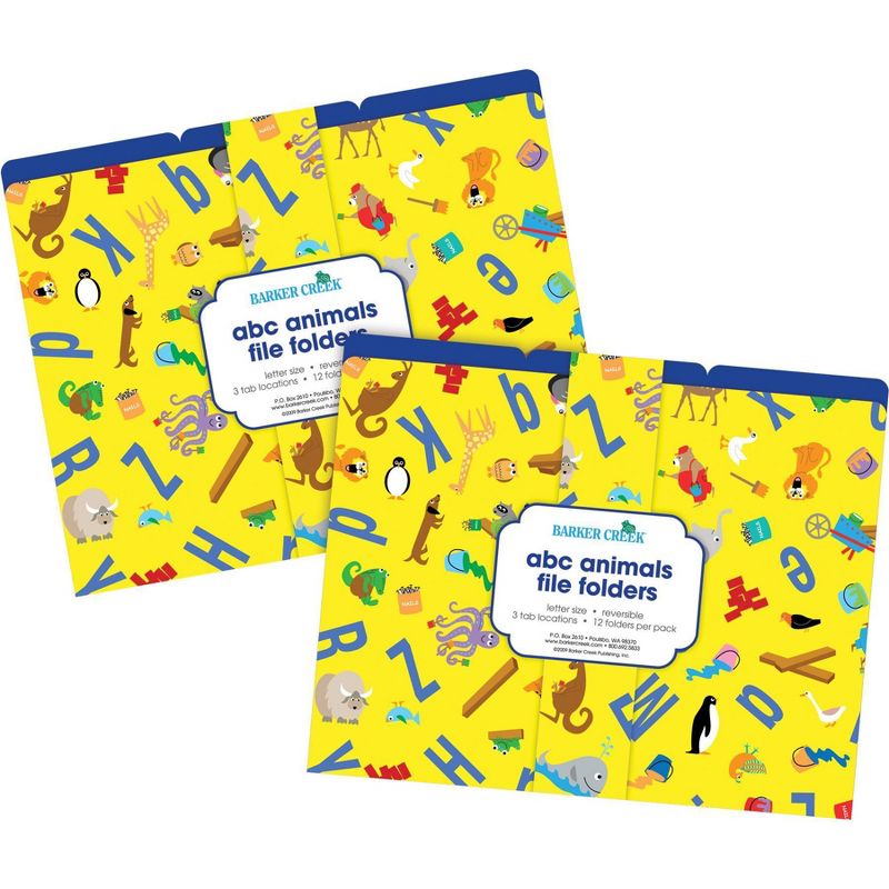Barker Creek 24pk Abc Animals Letter Size File Folders