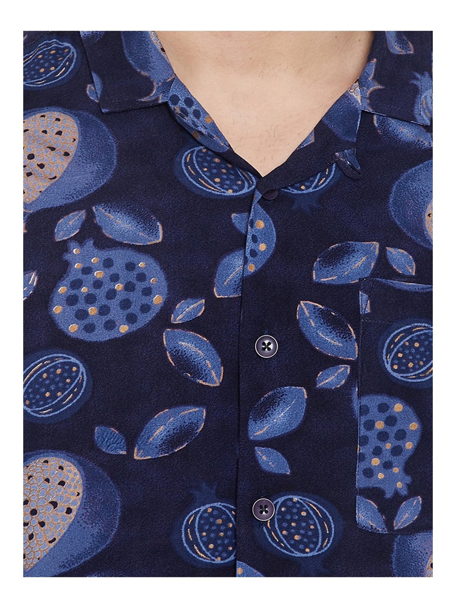 Even Navy Slim Fit Printed Shirt