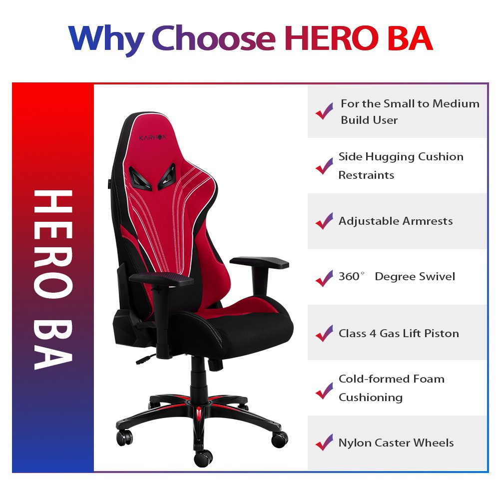 KARNOX Hero BA New Racing Style Gaming Office Chair with Adjustable Height and Armrests 155&deg; Reclining with Headrest and Lumbar Support (Black)
