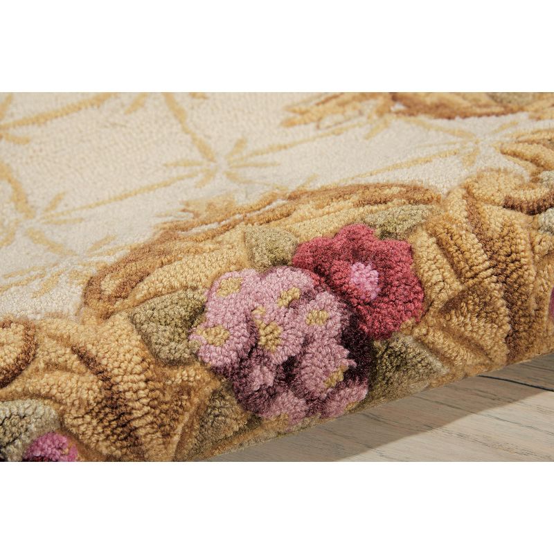 2'3"x8' Rectangle Hooked Floral Runner White - Nourison