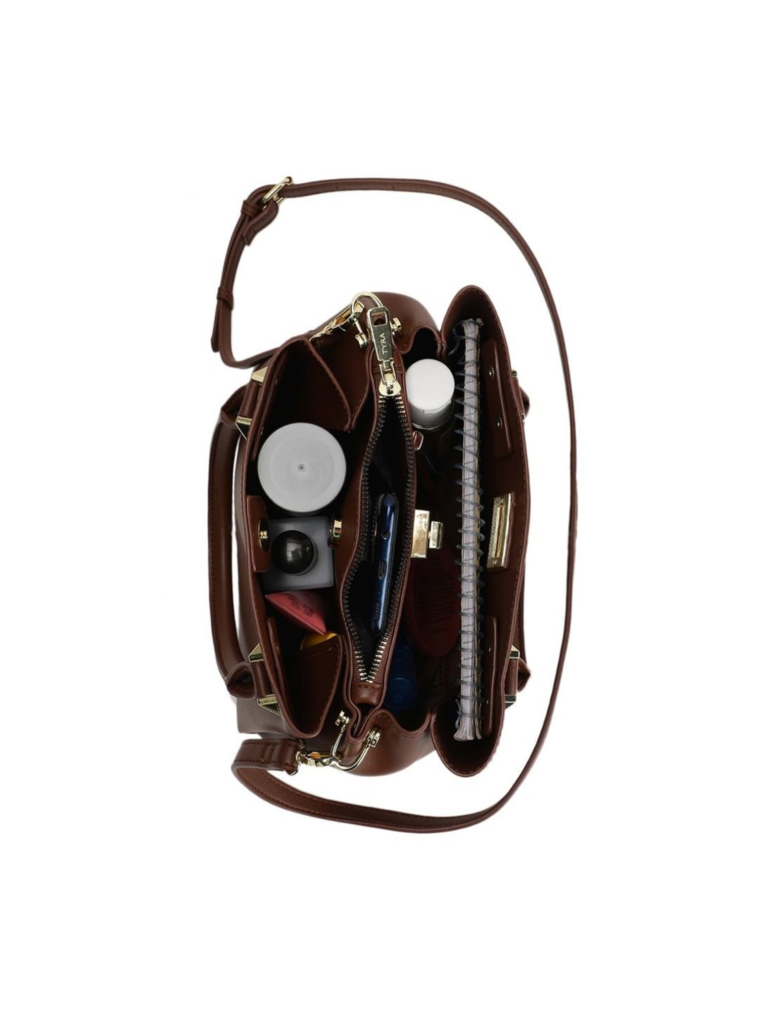 Tyra Olivia Tan Solid Faux Leather Handbag