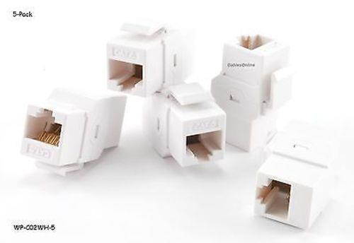 CAT6 Female to Female RJ45 UTP  Keystone Jack Coupler, White - (5-Pack)