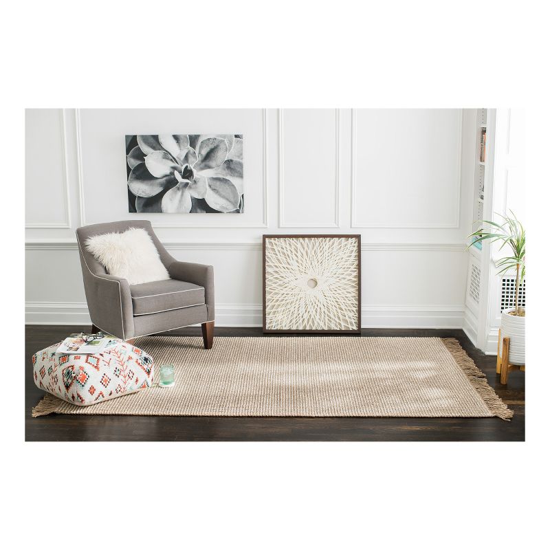 Beige Solid Woven Area Rug 5'X8' - Anji Mountain