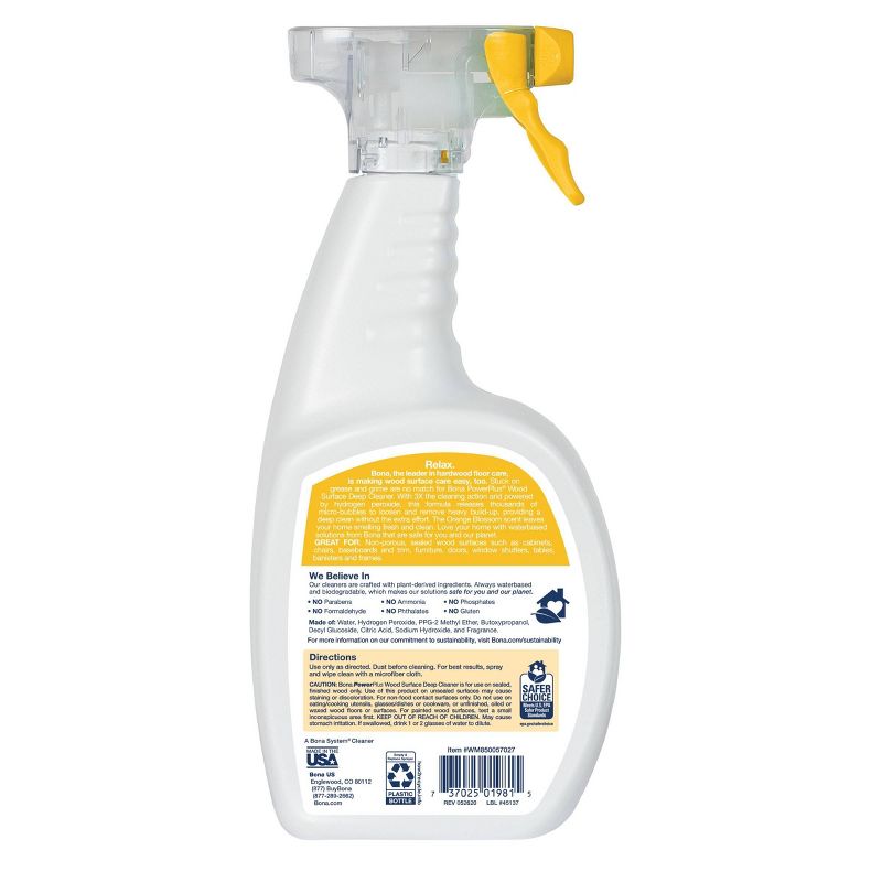 Bona PowerPlus Wood Surface Deep Cleaner - Orange Blossom - 22 fl oz