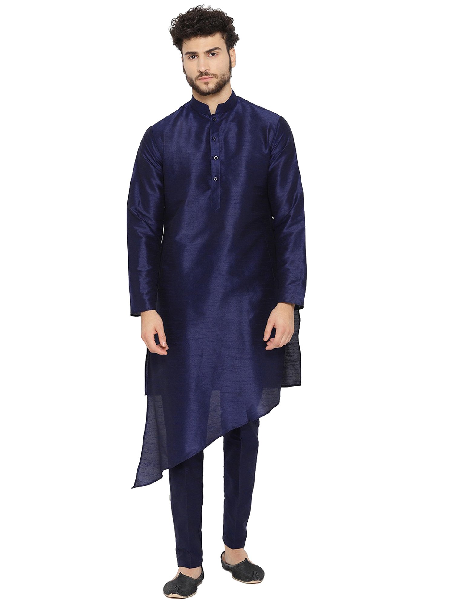 SG RAJASAHAB Navy & Maroon Regular Fit Printed Kurta Set