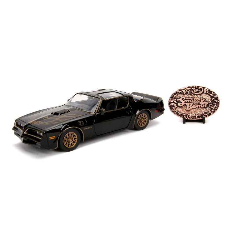 Jada Toys Hollywood Rides Smokey & The Bandit 1977 Pontiac Firebird Die-Cast Vehicle with Die-Cast Buckle Replica 1:24 Scale Glossy Black