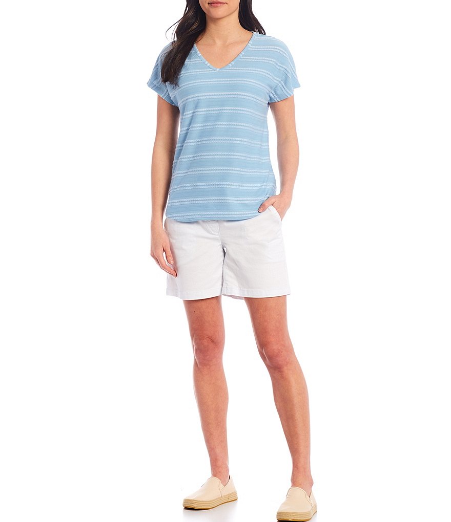 Westbound Short Sleeve Textured V-Neck Top