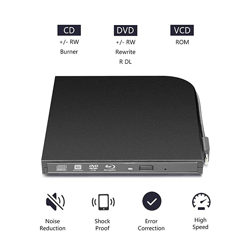 Bluray DVD Drive Portable USB 20 3D Bluray CD Burner UltraThin USB 31 TypeC USBC Bluray DVD CD Player BDROM Superdrive for PC Computer Desktop Blue