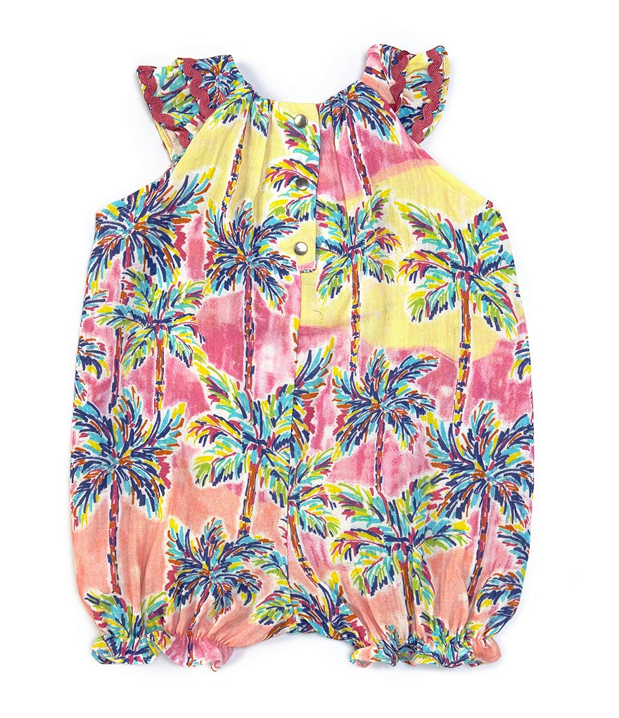 Pippa & Julie Baby Girls Newborn-9 Months Palm Tree Tie-Dye Romper