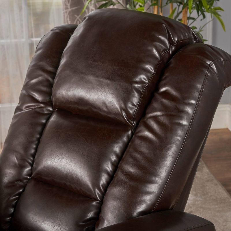 Emersyn Tufted Leather Power Recliner with Arm Storage and USB Cord Brown - Christopher Knight Home