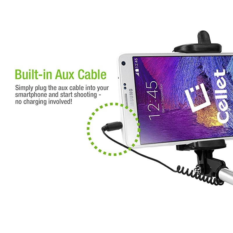 Selfie Stick Compatible for Apple iPhone 6/6Plus/5 Samsung Note 9/8/5/S9/S9+/S8+/S8/S7/J7/J3/ LG K20 V/Q7+/Stylo 4/3/2/Q Stylus/V35 ThinQ/V30 (Wired)