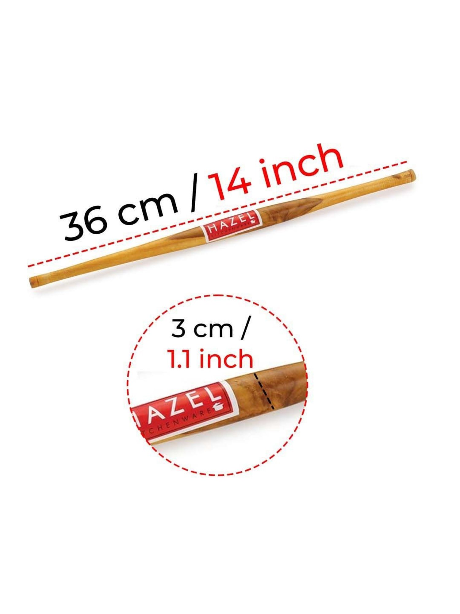 HAZEL Brown Wood 36 cm Gujatari Roti Roller Belan