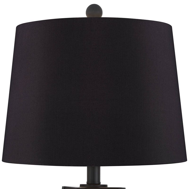 Franklin Iron Works Kacey Metal LED Night Light USB Black Shade Table Lamps Set of 2