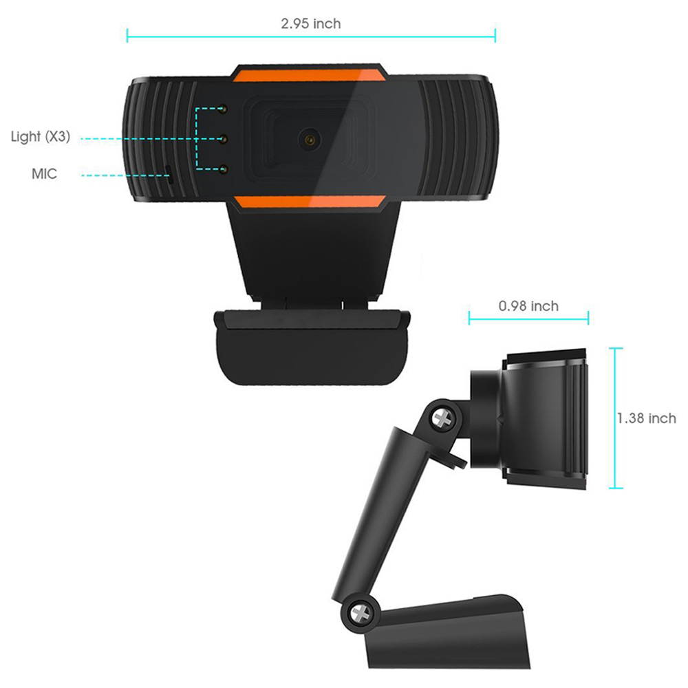 Web Cam with Microphone USB 12 Megapixel 480P Web Camera with Light for Computer Laptop