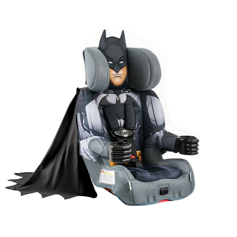 KidsEmbrace DC Comics Batman The Caped Crusader Combination Harness Booster Car Seat with Removable Cape Blanket and Washable Car Seat Cover