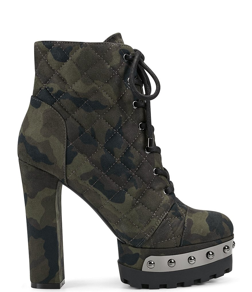 Jessica Simpson Irella4 Camo Print Quilted Studded Lug Sole Platform Hiker Booties