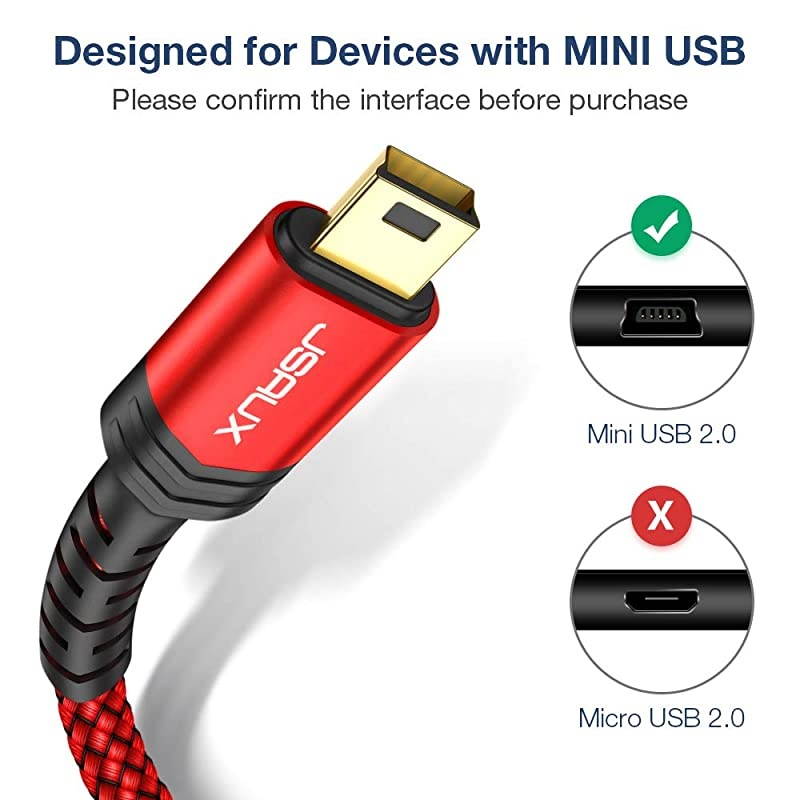 Mini USB Cable2Pack 33ft+66ft  USB 20 A to Mini B Cable Charging Cord Compatible with Ti84 Plus CE Graphing Calculators PS3 Controller GoPro Digital Camera GPS Receiver Dash Cam