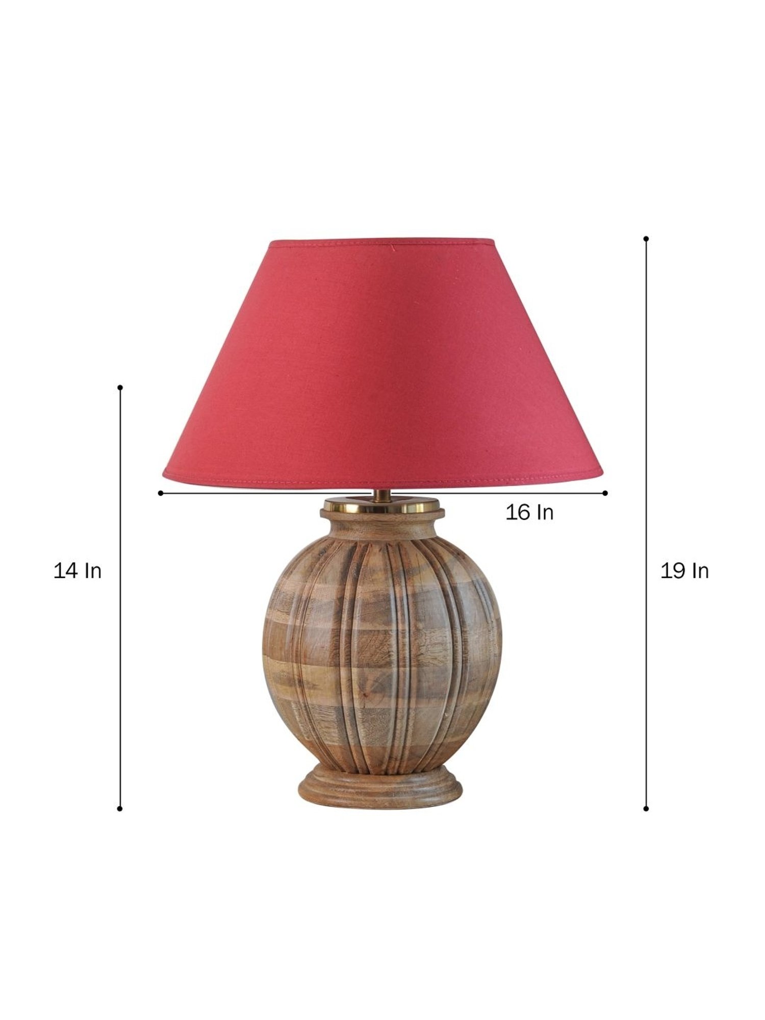 Kapoor Lamp Shades Natural Wood & Red Wood Astros Carved Cotton Shade Table Lamp