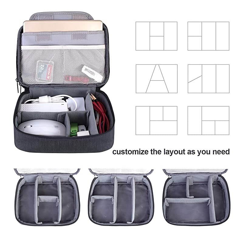 Electronic Organizer Double Layer Travel Gadget Storage Bag for Cables Cord USB Flash Drive Power Bank and Morea Sleeve Pouch for 79 iPad MiniMediumBlack