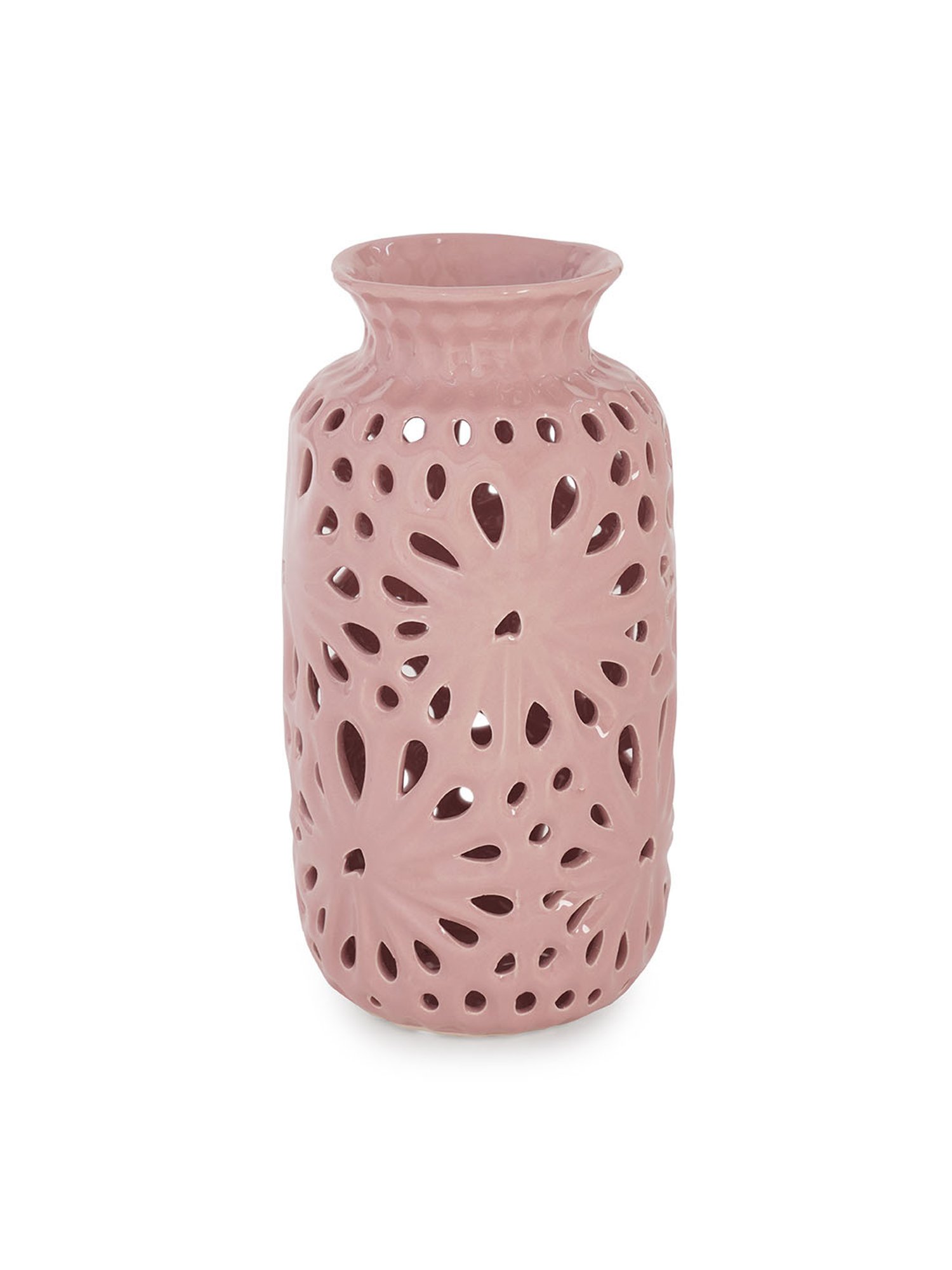 Pure Home and Living Pink Ceramic Cut Out Pattern Vase
