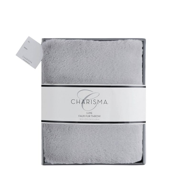 50"x70" Luxe Faux Fur Throw Blanket in Gift Box Gray - Charisma