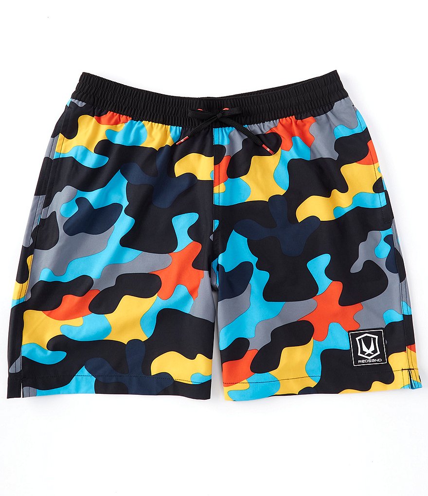 Redsand Elastic Waist Camo Print 18#double; Outseam Volley Shorts