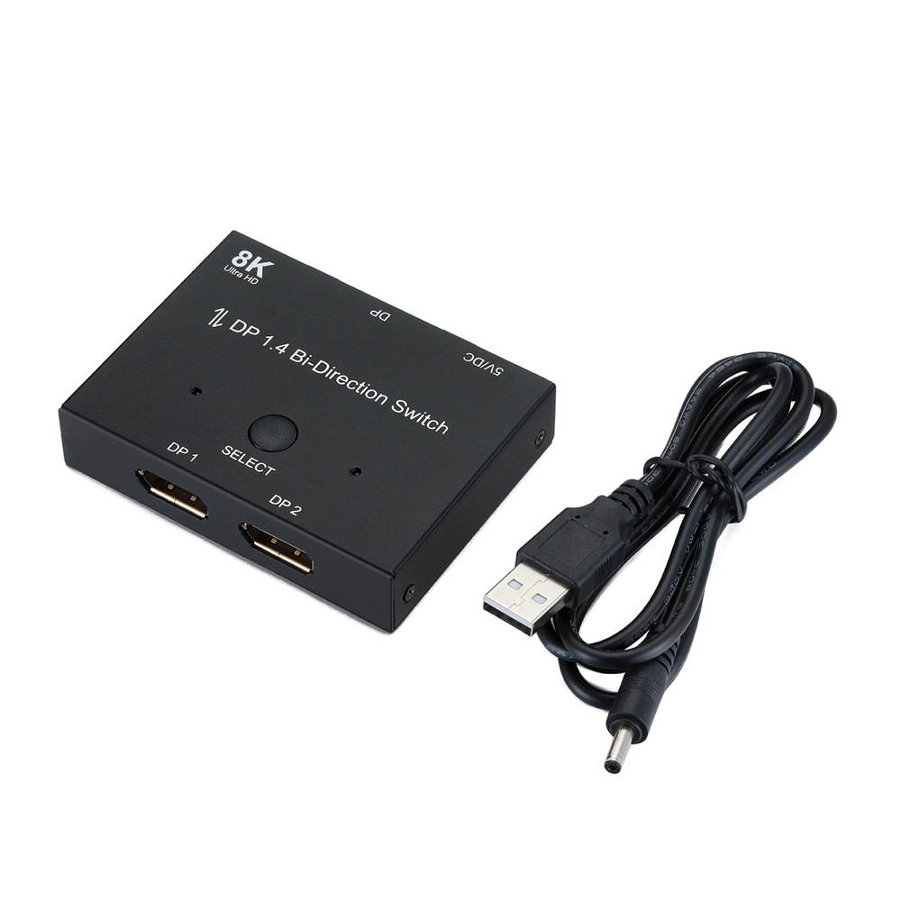 DisplayPort Switch DP1.4 Bi-Direction 8K@30Hz 4K@120Hz Splitter 1 x 2,2 x 1 Switcher