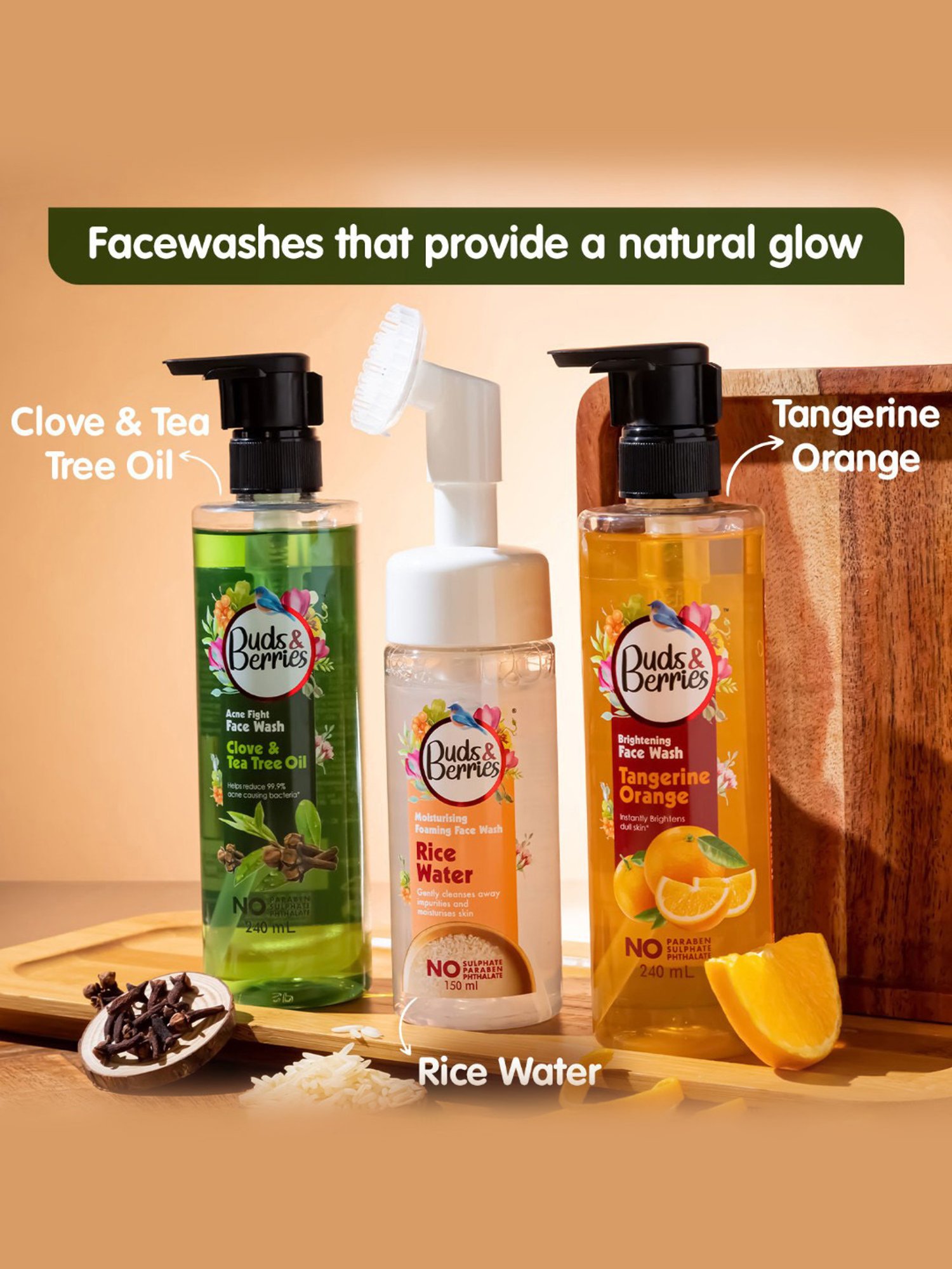 Buds & Berries Tangerine Orange Brightening Face Wash - 240 ml