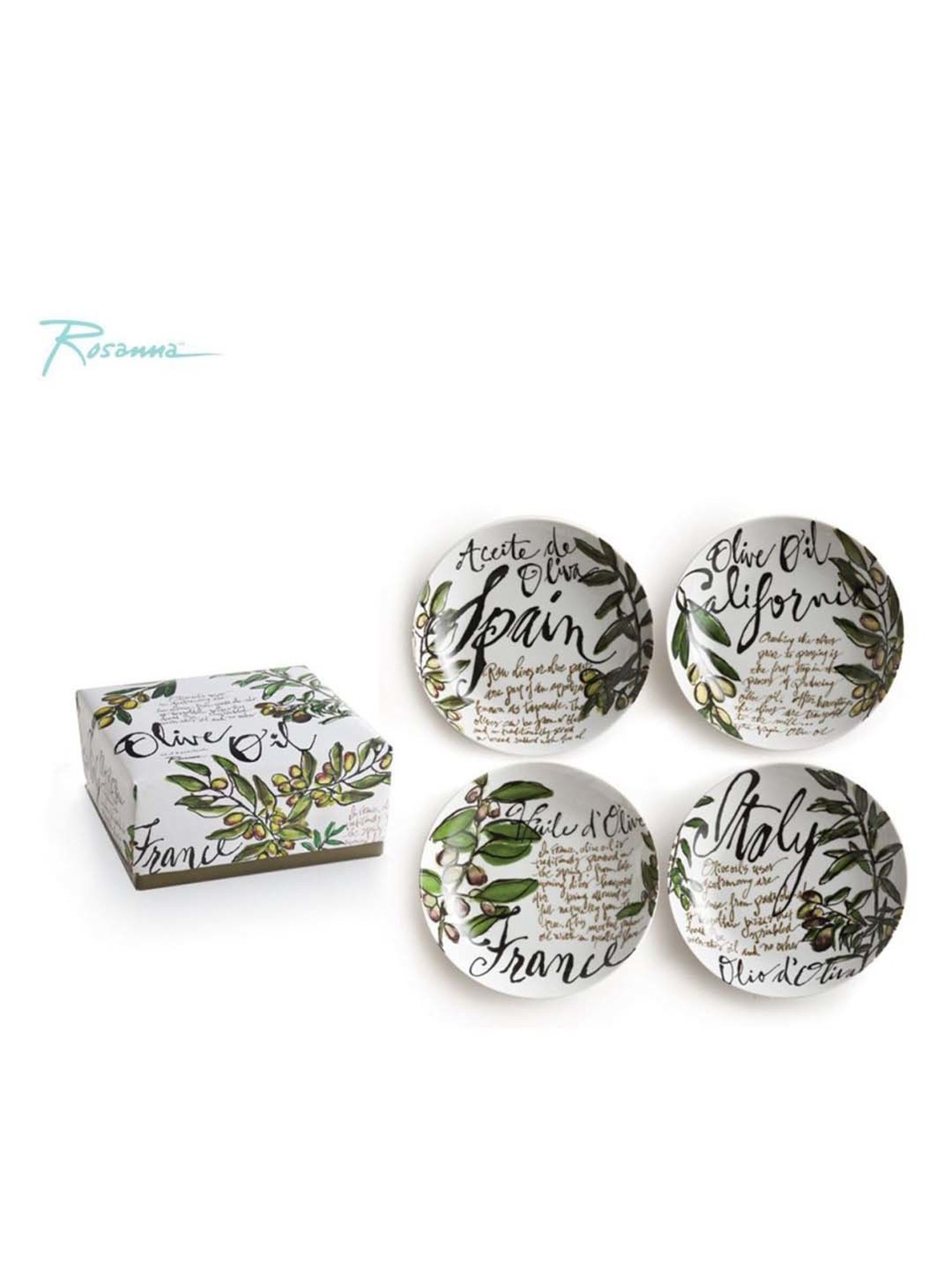 Rosanna 4-Piece Multi Medium Olive Oil Printed Bowl Set