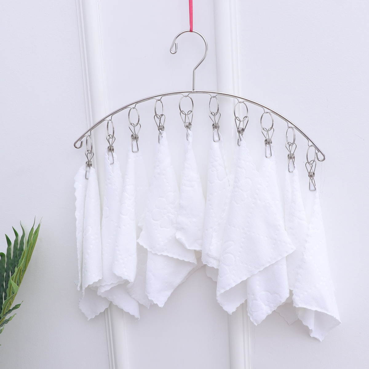 2 Pack Stainless Steel Laundry Drying Rack Clothes Hanger with 10 Clips for Drying Socks Towels Diapers Underwear