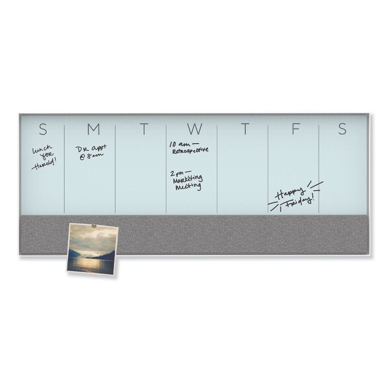 U Brands Dry Erase Combo Board 35 x 14.25 Week View White Surface & Frame 3199U0001