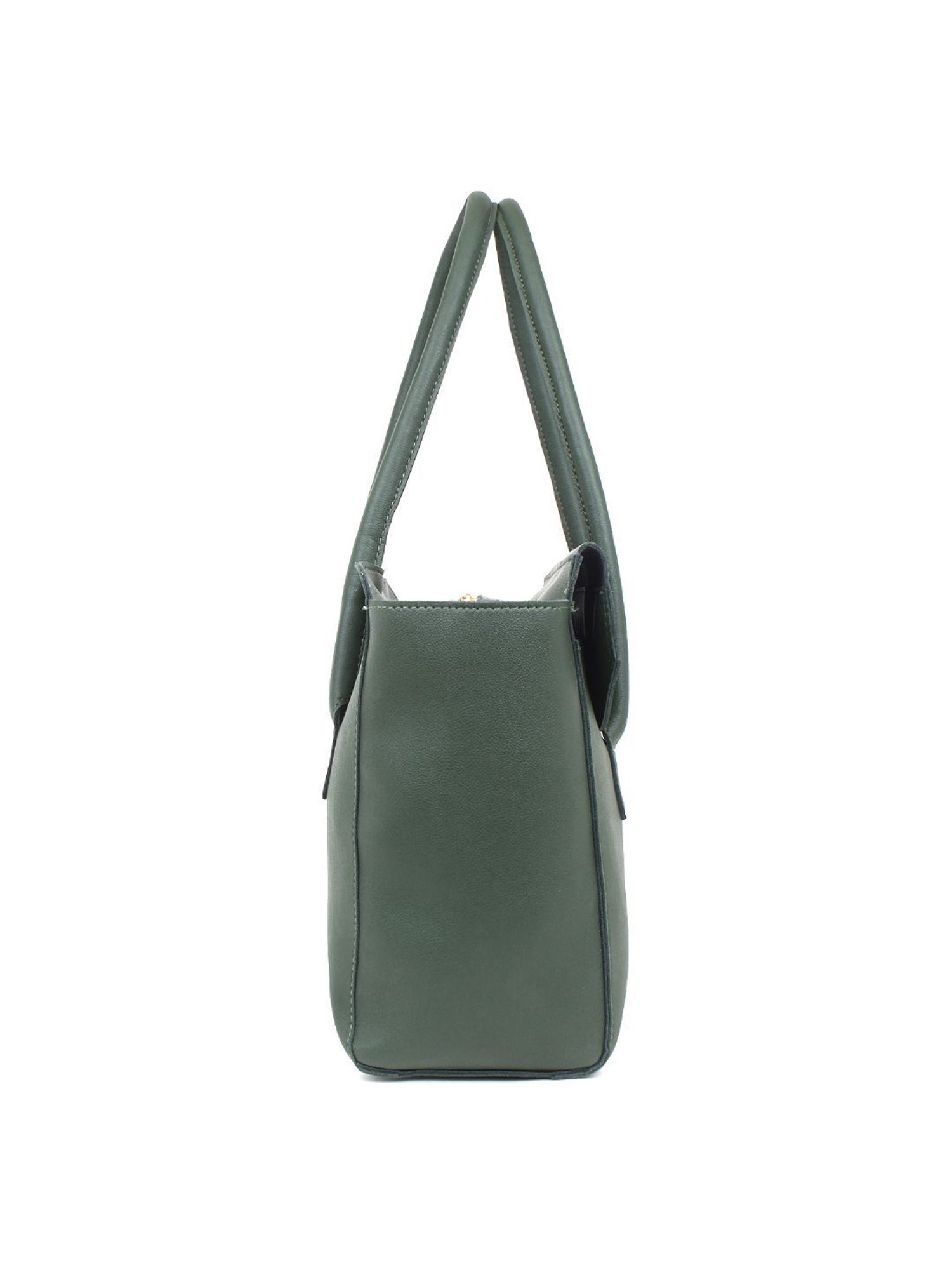 Yelloe Green Solid Medium Handbag