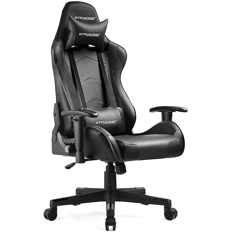 GTRACING Gaming Chair Racing Office Computer Game Chair Ergonomic Backrest and Seat Height Adjustment with Pillows Recliner Swivel Rocker Headrest and Lumbar Tilt E-Sports Chair (Black/Red)