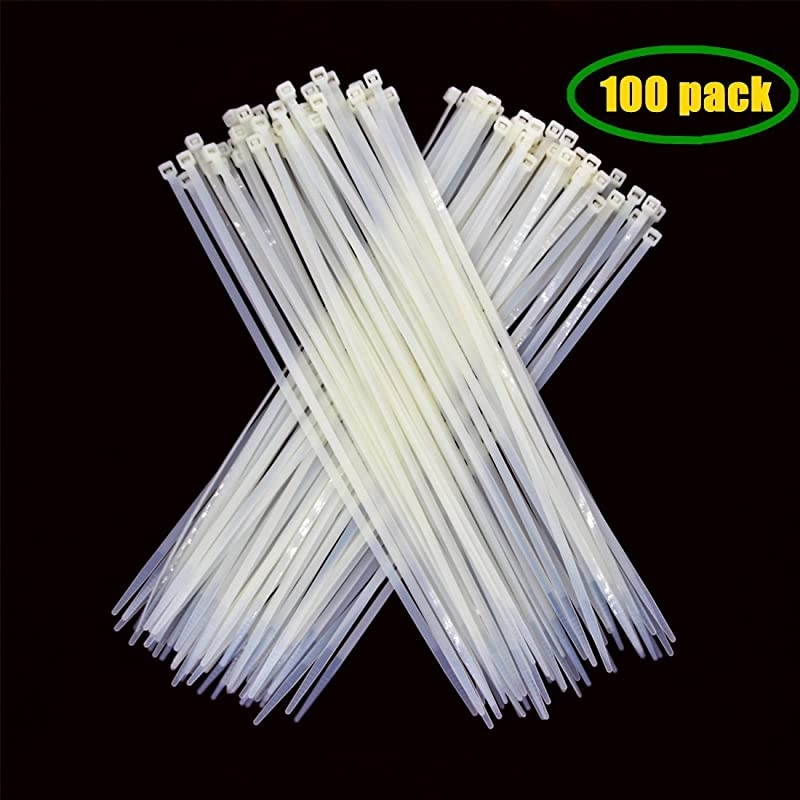 Extra Heavy Duty 12 inch Standard White Cable Ties Industrial Strength Durable Outdoor Use Zip Ties