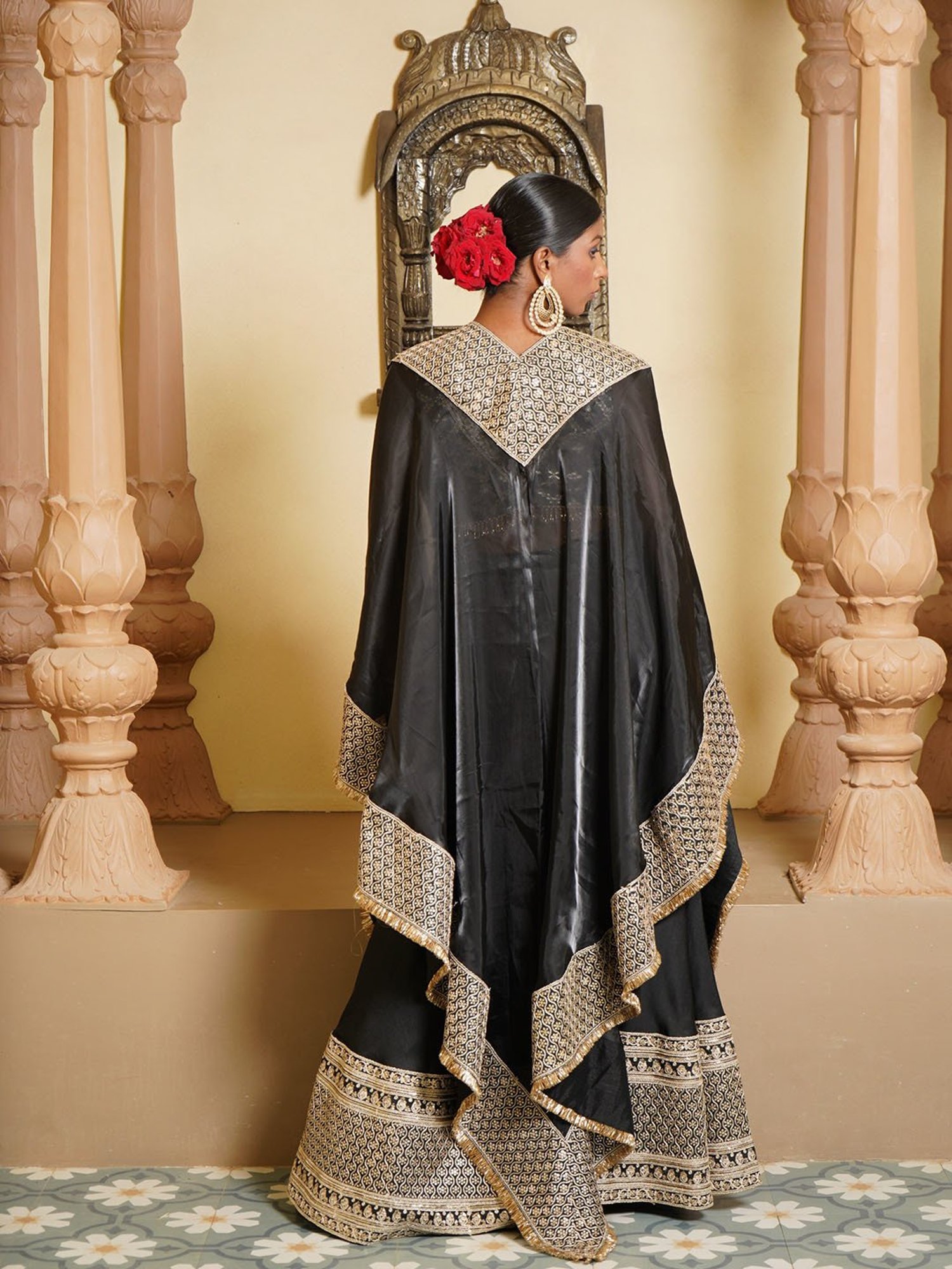 Monk and Mei Haseena Brocade Silk Blouse and Sharara with Cape