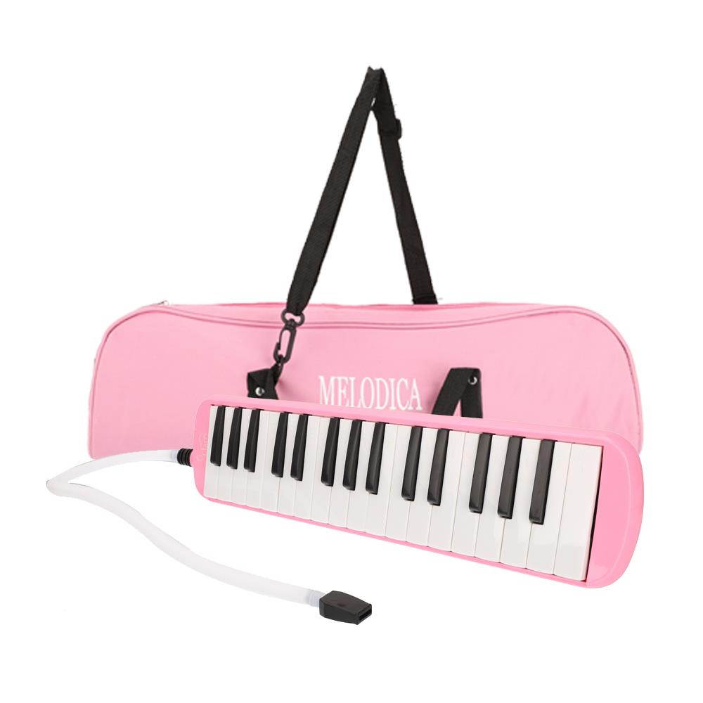 32 Piano Keys Melodica Musical Instrument for Beginners w/ Carrying Bag Pink